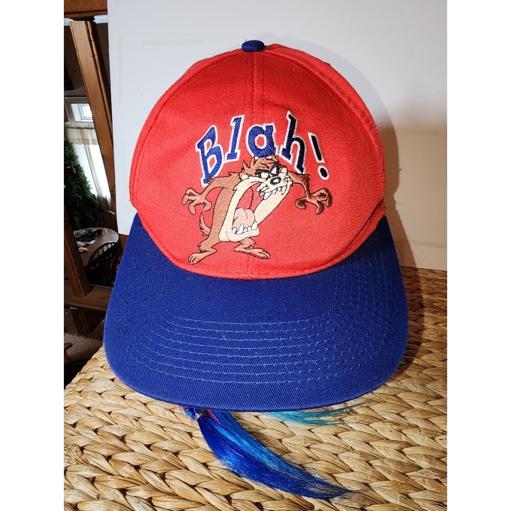 Vintage Looney Tunes Taz Tasmanian Blah Snapback Hat Red Mens OS